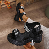 Sports Sandals Women Wear 2025 New Summer Drill Thick Bottom Magic Stick Soft Bottom Roman Beach
