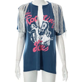 Women V Neck Letter Print Short Sleeve Graphic T Shirt Tops Tees Blouse 2022 Summer Clothes Wholesale Items