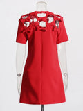 2025 New Bow Knot Hollow Design Sense A Skirt Fashion Name Style Style Red Thin Dress Dress
