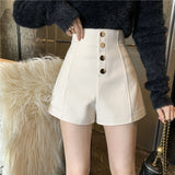 Women Korean Style Buttons Students Fashion Summer Basic Solid Simple High Waist All-match Casual Elegant Ladies