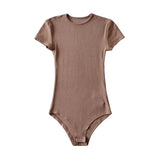 Zingj Summer's New Tight Elastic Round-Neck Short-Sleeved T-Shirt Slim And Solid Color Bottom