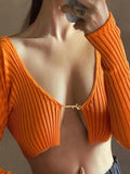Sexy Sweater Knitting Cardigan Chain Long Sleeve Hollow Out SKinny Y2K Fall Designer Woman Clothing Tops 2022