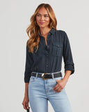 Zingj Early Fall New Ins Wind Denim Wash Water Fashion Elegant Long Sleeve Multi-Color Shirt