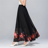 Size High Waist Chiffon Women Midi Skirts 2020 Summer Autumn Office Lady Casual Floral Print Female Skirt Maxi Beach