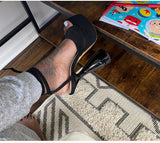 Onlymaker Women Peep Toe Sandals Black Flock Platform Ankle Strap High Heel Shoes Female Big Size Party Dress Sexy
