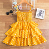 Fancy Pretty Girl Colorful Dots Dress Birthday Party Princess Dress Lace Ball Gown Elegant Dress Casual Dress Size