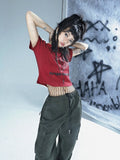 Vintage Y2k Crop Top T-shirt Women Aesthetic Grunge Tee Shirts Femme Star Print Punk Gothic Streetwear Graphic