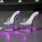 Zingj 34-43 New Thick High Heel Hate Day High Nightclub Shoes Luminous Sandals Women's Shoes Runway Show Pole Dancing Shoes Crystal