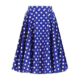 Autumn High Waist Skirt Cotton Womens Polka Dot Floral Print Vinatge Swing Pinup Rockabilly 50s Retro Vintage Party