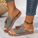 Flat-Bottomed Tuxedo Women Leopard-Print Rope Beach Cool Slippers Tide