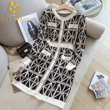 Women Knitted Dress Long Sleeve Single-Breasted Sweater Dresses Casual Bottoming Simple Office Female Pencil