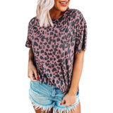 Queens Women Leopard Print Short Sleeve O-neck T-shirt Summer Fashion Ladies Tops Cotton Tee Shirt Camiseta