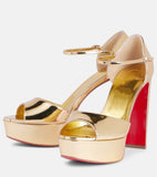 Cl New Fish Mouth High-Tight Buckle With Red-Soled Sandals Coarse Heel Waterproof Table Ultra-High Heel Sandals