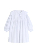 Spring New Women One Piece Dress Female Lantern Sleeve Peter Pan Collar Vintage Sweet Elegant High Waist A-line Mini