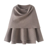 New Asymmetric Cloak Sweater Short Knit Coat