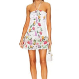 Spring 2025 New Fashion Sexy Hanging Neck Wrinkles Waist Print Design Short Tective Bag Hip