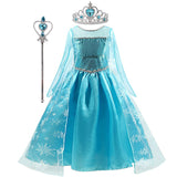 Girl Princess Dresses Beauty Belle Cosplay Costume Snow Christmas Halloween Princess Dress up Children Party