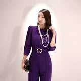 Women Fashion Elegant Office Workwear Casual Jumpsuits Long Pants Jumpsuits Romper With