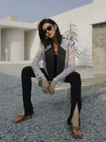 White Lace Designer Summer Cropped Blazer Women Patchwork Long Sleeve High Fashion Coat Jacket French Style