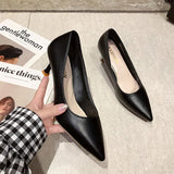 Shoes Female 2025 Spring And Autumn New Korean Version Simple Girl Small Pure And Fresh Black Single Shoe Pointed Fine Heel Work