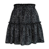 Summer Women's High Waist Chiffon Big Swing Short Skirt Printed Pleated Polka Dot Skirt Casual Short