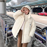 Pink Cotton-Padded Jacket Down Cotton Jacket Female Winter 2024 New Short Student Cotton-Padded Jacket Korean Version Add Thick Bread Coat-Outfit