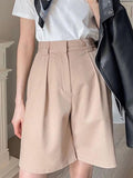 Women High Waist Pocket Zipper Cotton Casual Women's Summer Shorts Loose Fashion Suits with Shorts Solid Women's