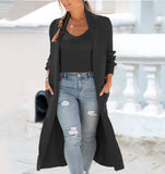 Zingj Cardigan Trench Coat Knit Loose Sweater Two Solid Color Vest Set-Outfit
