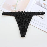 Women Plus Size T-Back Panties Flocking Underwear Bow Sexy Lingerie Panty Thongs and G String Tanga Seamless