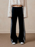 Black Striped Bow Wide Leg Pants-Outfit