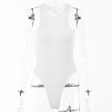 Sexy Backless Hollow Out Bodycon Bodysuit For Women O-Neck Sleeveless Bodys Top Summer Solid Basic Bodysuits