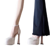 Heel Waterproof Table Banquet Shoes Mary Jane Single Shoes Ultra High Heels Women Summer Autumn New Wedding Shoes