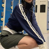 Stripe Short Star Zip Up Sweatshirt- Outfit