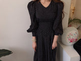Fashion French Vintage Maxi 2021 Ladies Lantern Sleeve Dot Chiffon Dresses Femme Autumn