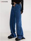 High Waist Jeans Vintage Baggy Wide Leg Straight Leg Pants Fashion Casual Comfy Moms Slit Denim Trousers Y2k