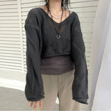 Knit Crochet Crop Sweater-Outfit