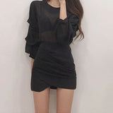 Ladies Skirt Spring Autumn Solid Color Womens Mini Skirt Sexy Clubwear High Waist Pencil Cross Skirt For Women Size