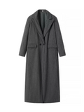 Grey Stripes Trench Long Coat- Outfit