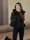 90 White Duck Down Vest Female 2024 Autumn / Winter Advanced Sense Korean Version Thickened Hooded Vest Light Luxury Vest Clip-Outfit