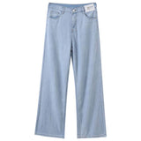 Silk Jeans Women's Ice Silk 2025 Summer Thin Lengthened High Waist Hanging Narrow Version Of Straight Broad Leg