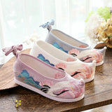 Zingj Shoes Hanfu Shoes Ancient Style Female Embroidered Cloth Shoes Inside The Raised Head Ancient Costume Shoes Cloth Shoes