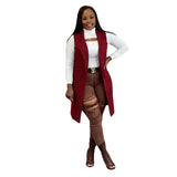 Zingj New Women's Casual Solid Color Cardigan Sleeveless Knitted