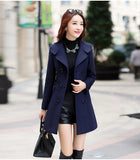 New Autumn Winter Women Wool Blend Warm Long Coat Plus Size Female Slim Fit Lapel Woolen Overcoat Cashmere
