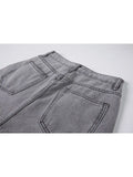 Waist Grey Ripped Jeans Women Streetwear Baggy Harajuku Wide Leg Jeans Female Trousers 2023 Vintage Straight Long