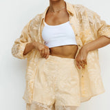 Zingj Print Sunscreen Long-Sleeved Shirt Wide-Leg Pants Suit Two-Piece Set-Outfit