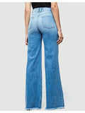 Loose Retro Wide-Leg Straight Leg Washed Jeans-Outfit