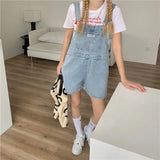 For Women Summer Denim Shorts Korean Style Wide Leg Jeans Pants Light Blue High Waisted Baggy Casual Fashion