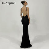 2022 Slash Neck Backless Long Maxi Party Dresses Woman Summer Sexy Mesh See Through Bodycon Prom Evening Slip