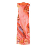 Off Shoulder Corset Dress Woman Print Tulle Long Dresses For Women 2023 Ruched Midi Summer Dresses Sexy Mesh Bodycon