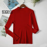 New-coming Autumn Winter Tops Basic Turtleneck Pullovers Sweaters Primer Long Sleeve Short Korean Slim-fit tight